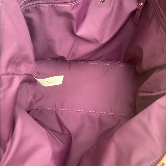 Kate Spade Maroon Burgundy Shoulder Tote Bag Gold accent detail adjustable strap - Picture 6 of 14